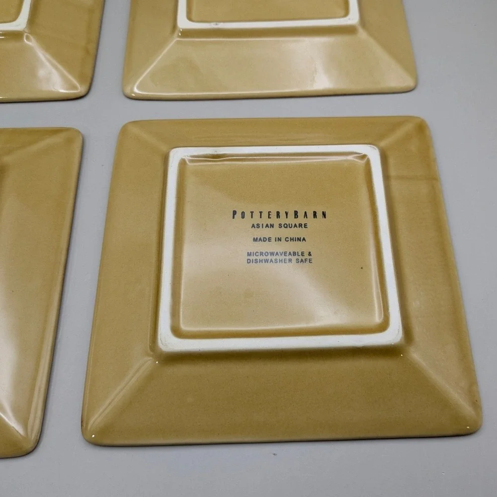 Pottery Barn Asian Squares 4 Dish Set Gold Yellow - 6